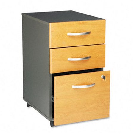 FIXTURESFIRST Series C 3-Drawer Mobile Pedestal File- 28-1/8&amp;quot; High- Graphite GY/Medium Cherry FI619679